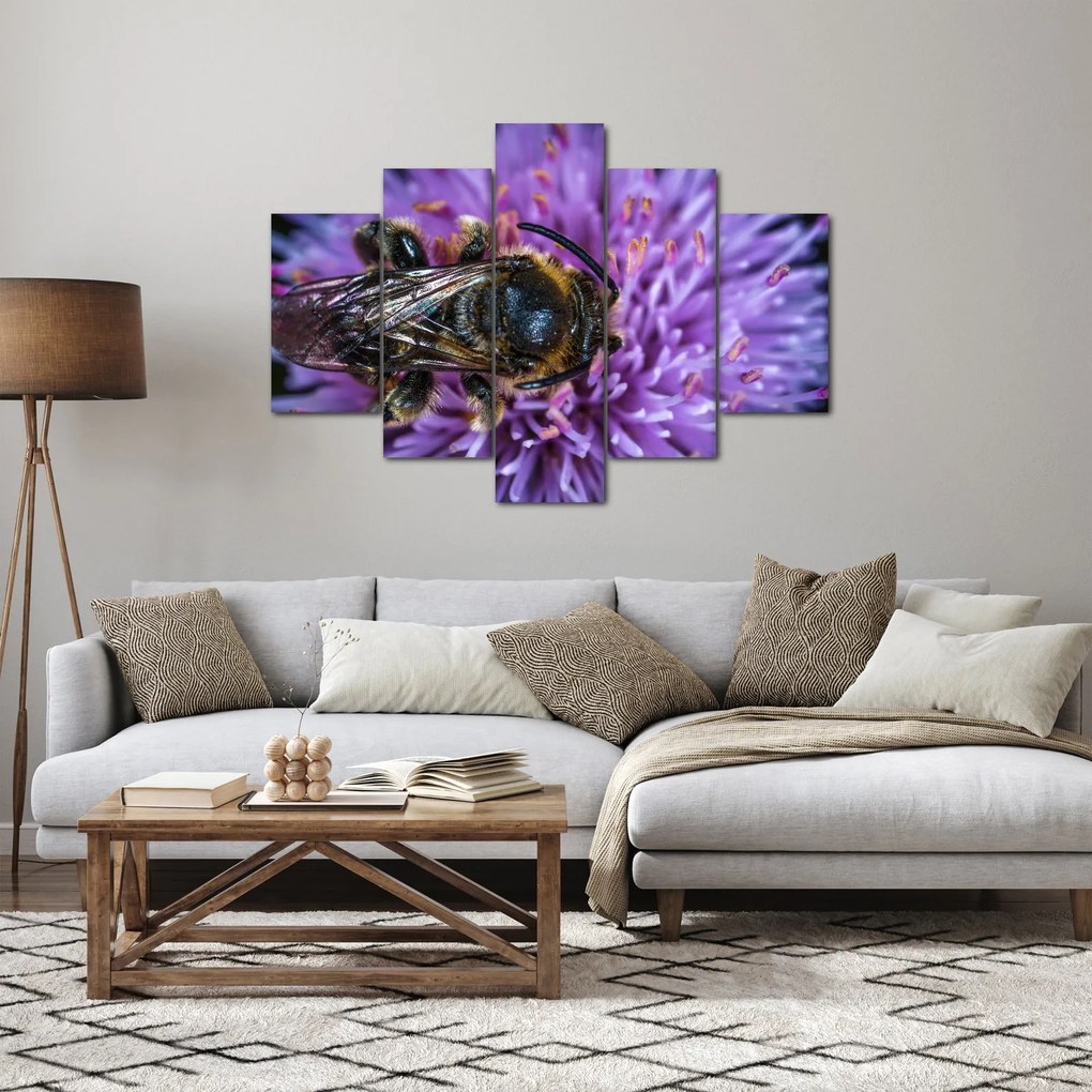 Obraz včely na kvetine (150x105 cm)