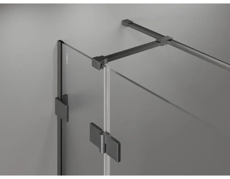 Mexen Lunar T, výklopný sprchový kút pravý 120 x 100 cm, 8mm číre sklo, profil grafit brúsený, 834T-120-100-66-00-P