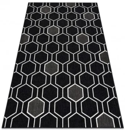 Koberec SPRING 20404993 Hexagon šnúrkový - čierny