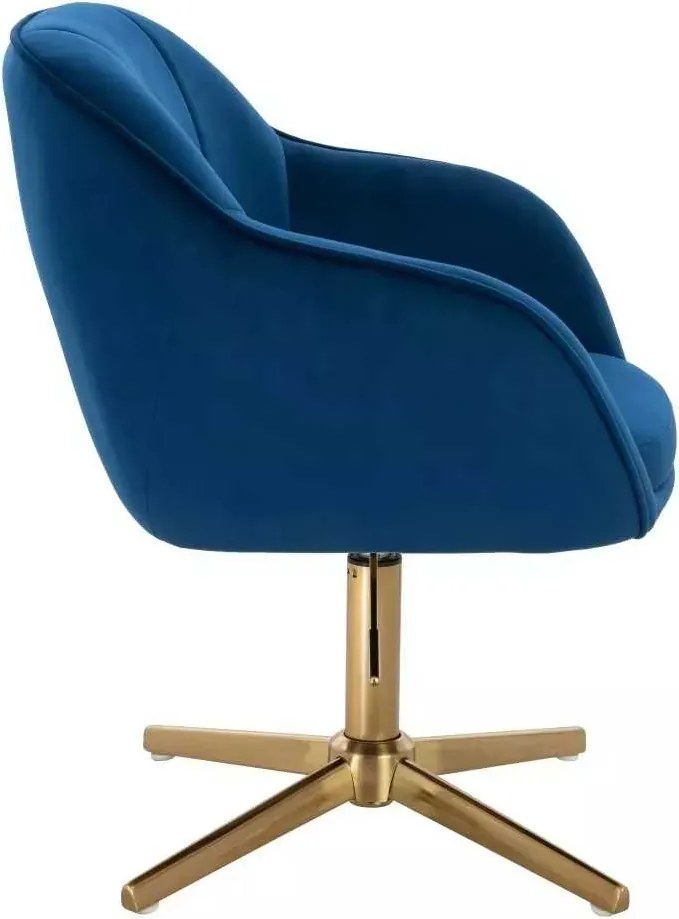 LuxuryForm DESIGN Stolička AVOLA VELUR na zlatom kríži - modrá