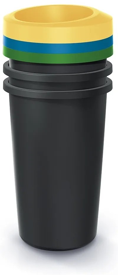 Set košov na triedený odpad, okrúhle, 3 x 25 l, farebná