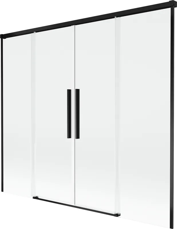 Mexen Rox, 2-krídlová posuvná vaňová zástena 170 x 150 cm, 8mm číre sklo, čierny matný profil, 8C9-170-002-70-00