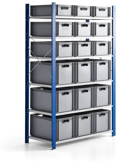 Regál MIX s 18 plastovými prepravkami AJ EURO