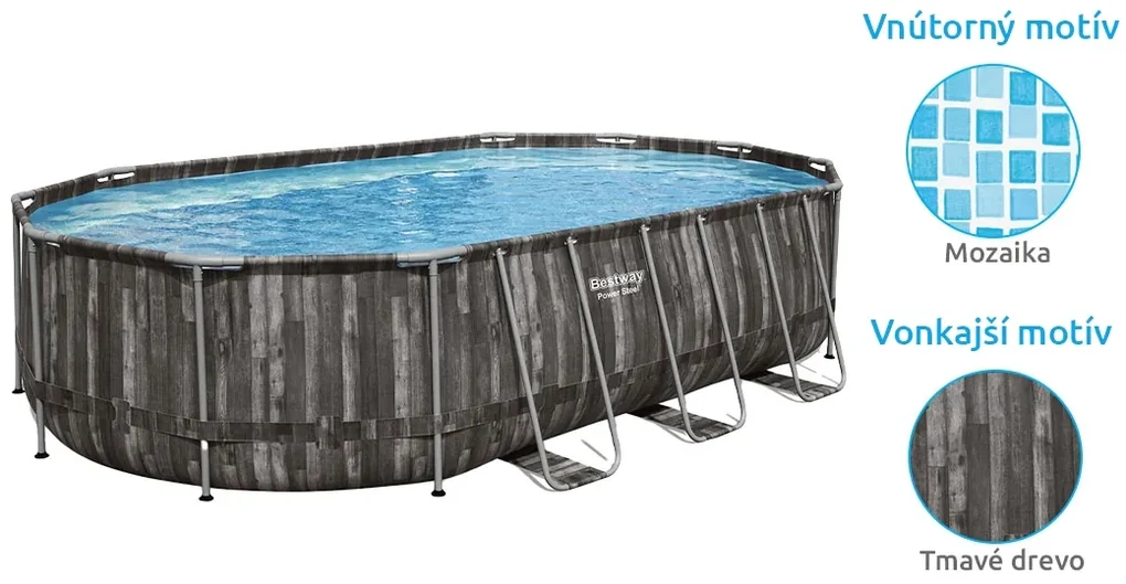 Marimex | Bazén Florida SWING 6,10x3,66x1,22m s kartušovou filtráciou a príslušenstvom - motív Tmavé drevo | 10340311