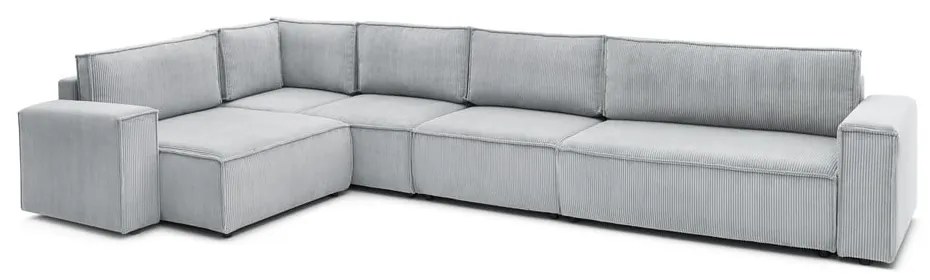 Svetlosivá menčestrová rohová pohovka (ľavý roh) Nihad modular – Bobochic Paris
