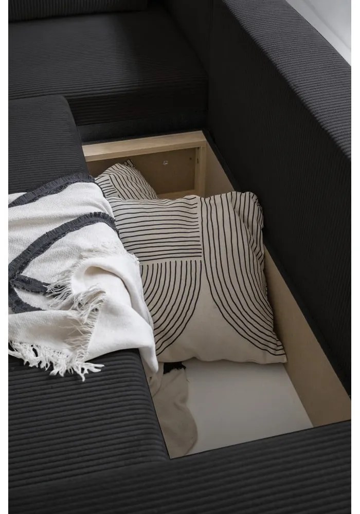 Antracitovosivá menčestrová rozkladacia rohová pohovka (variabilná) Brave Dave – Miuform