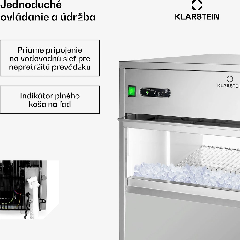 Klarstein Powericer XXL, výrobník ľadu, priemyselné zariadenie na výrobu kociek ľadu, 160 W