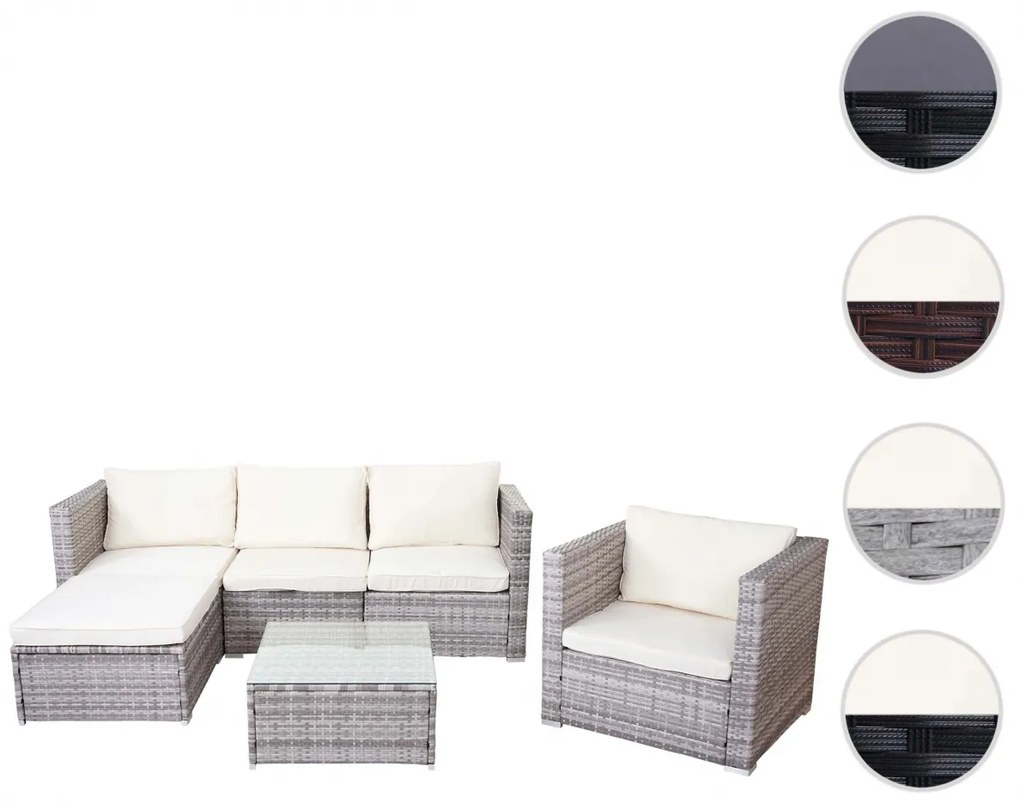 Polyratanová záhradná súprava Brescia - hnedá, krémové vankúše