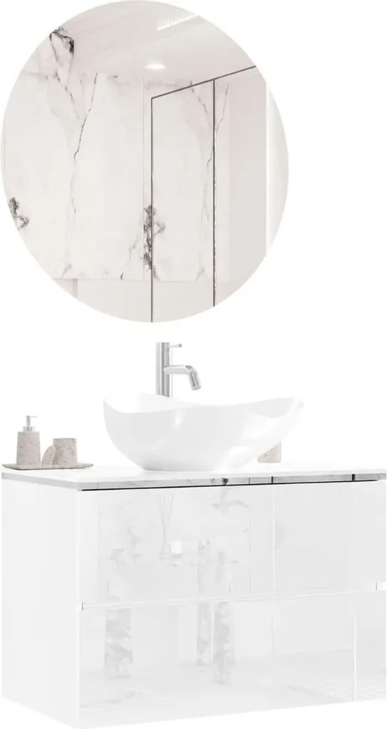 KÚPELŇOVÁ SKRINKA NESSIE BIELÝ LESK + STRIEBORNÁ