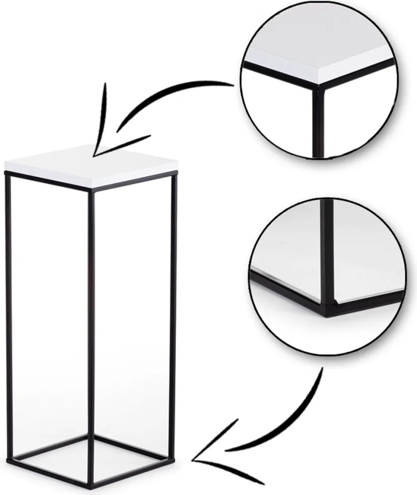 STOJAN NA KVETINÁČ BASICLOFT 60X24X24 CM ČIERNA/BIELA