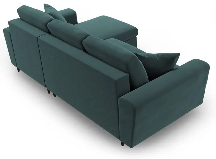 Zamatová rozkladacia/s úložným priestorom rohová pohovka v petrolejovej farbe Kyoto – Cosmopolitan Design