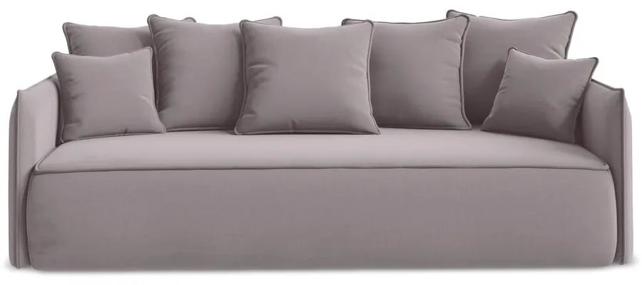 Zamatová rozkladacia/s úložným priestorom pohovka v levanduľovej farbe 225 cm Hula – Makamii