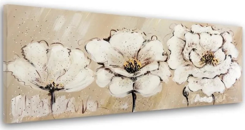 CARO Obraz na plátne - Three White Flowers 50x20 cm