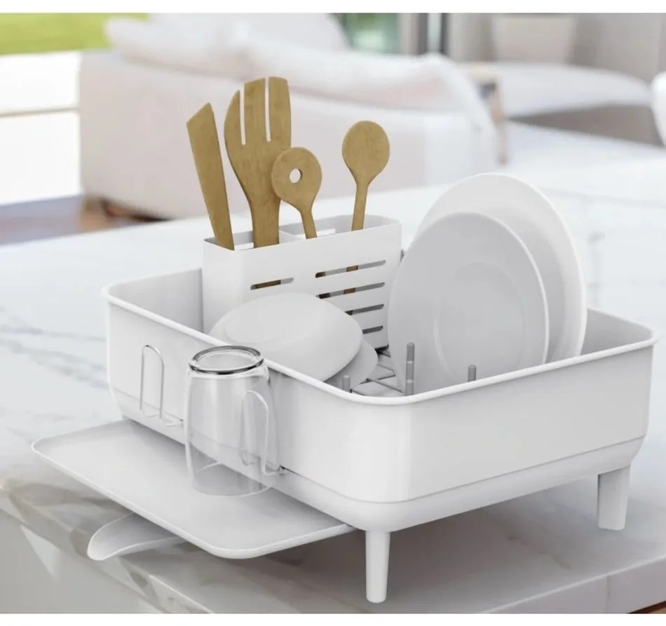 Simplehuman Odkvapkávač na riad Compact, oceľ, plast, FPP, biela