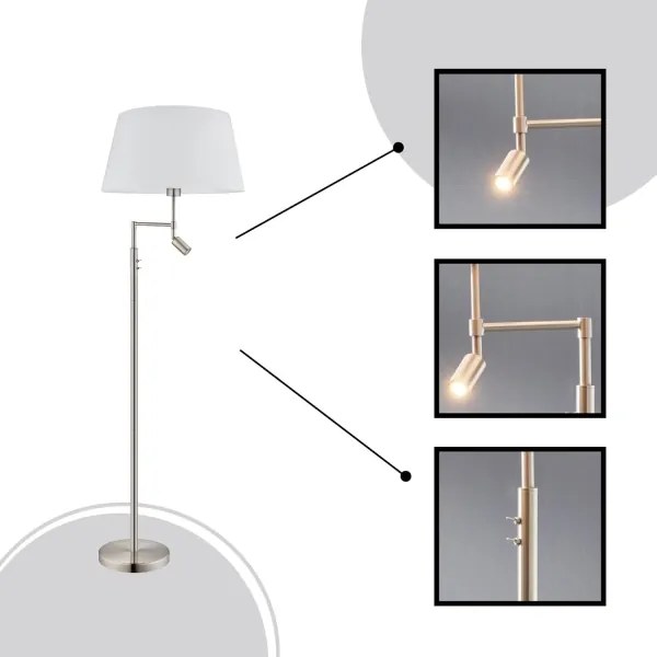 Eglo 94946 - Stojaca lampa SANTANDER 1xE27/60W + 1xLED/2,1W