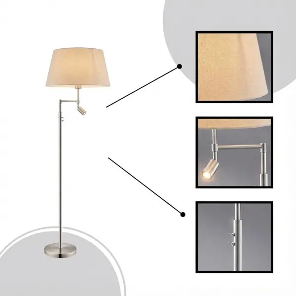 Eglo 94946 - Stojacia lampa SANTANDER 1xE27/60W + LED/2,1W