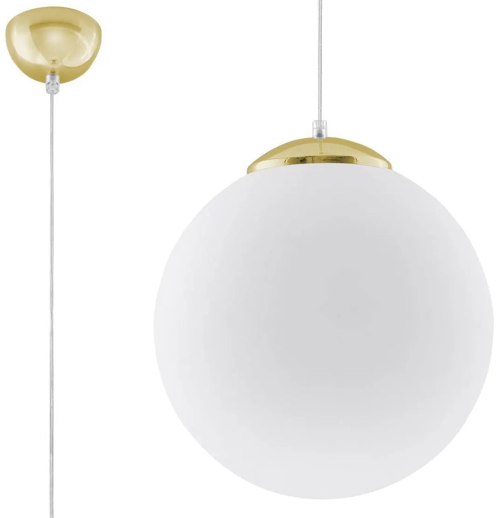 Závesné svietidlo Ugo, 1x biele sklenené tienidlo, (fi 30 cm), g