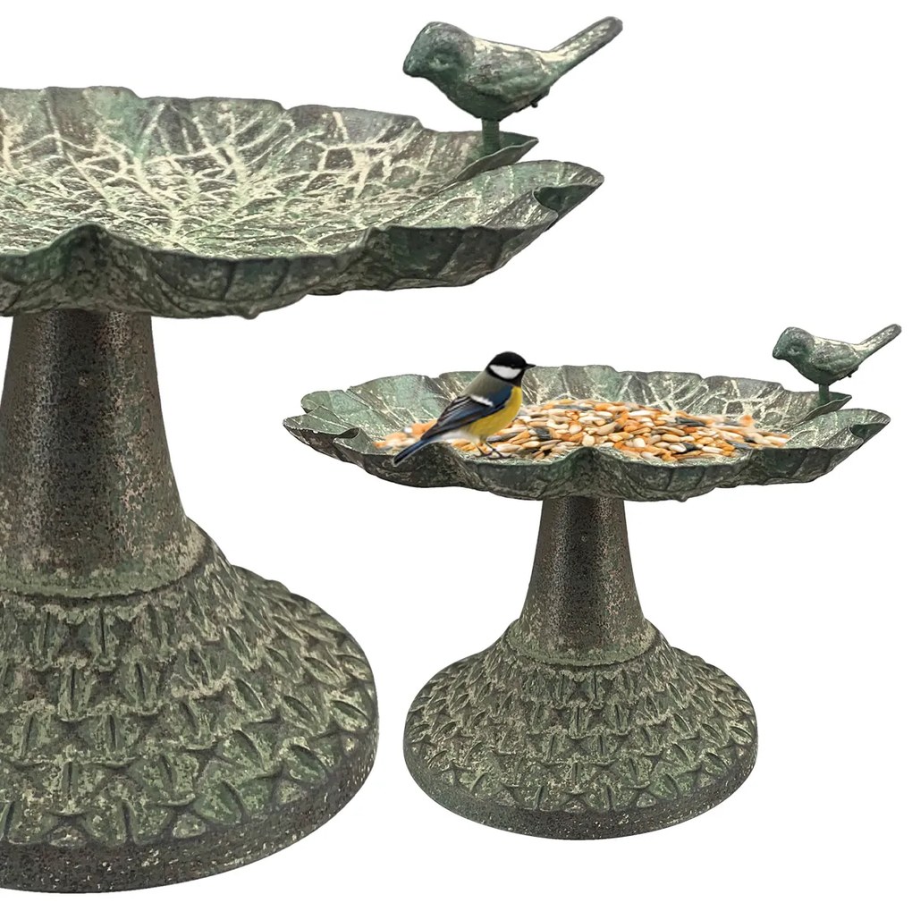 Napájadlo pre vtáky na nohe Lillian, 13x17 cm, kov, zelená