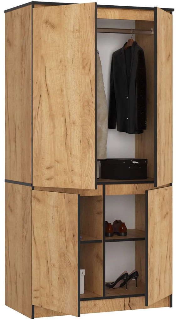 Šatní skříň CLP S90/4D dub craft