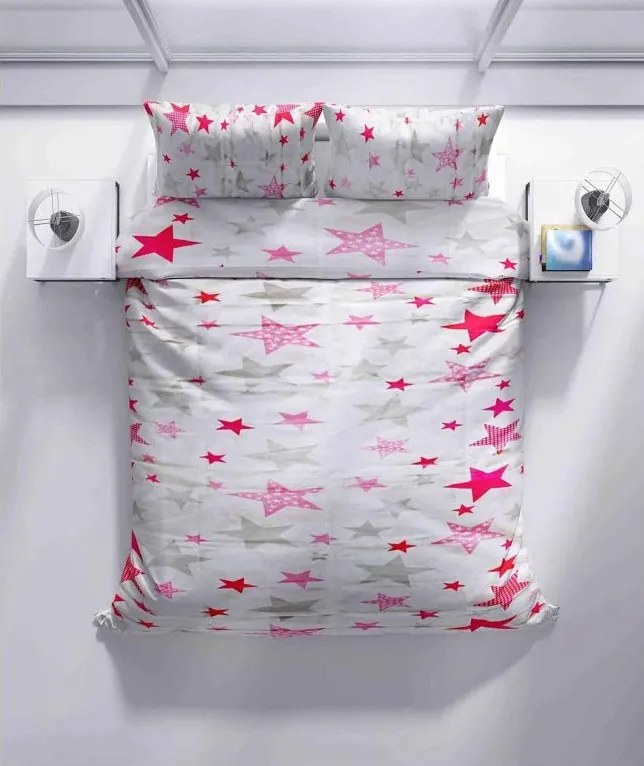 ECOMATRACE Bavlnené posteľné obliečky Pink stars