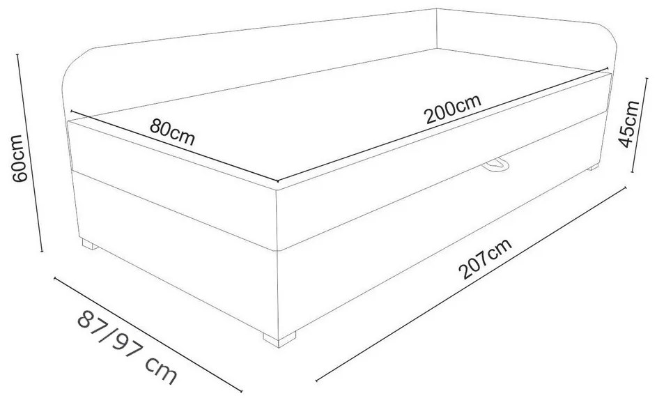 Čalúnená posteľ VALESKA 90x200, šedá