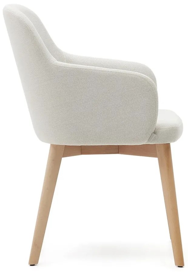 Krémovobiele čalúnené jedálenské kreslo s podrúčkami Nelida – Kave Home