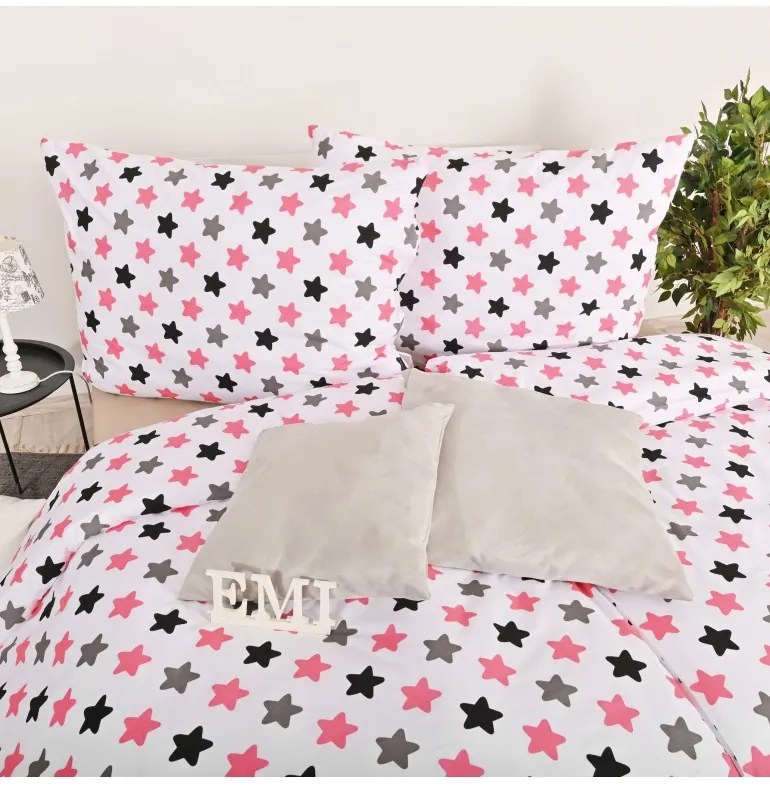 Obliečky bavlnené Hviezdičky ružové EMI, Štandardný set jednolôžko obsahuje 1x 140x200 + 1x 70x90