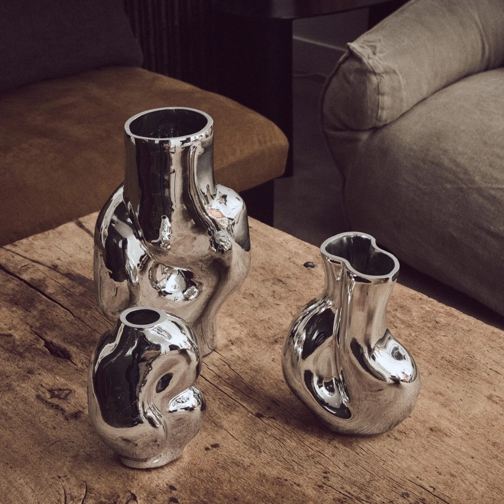 HK living Skleněná váza Gleam Chrome 3,5 l