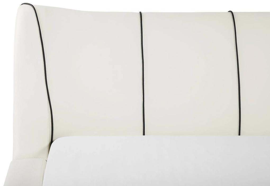Kožená vodná posteľ s LED 140 x 200 cm biela NANTES Beliani