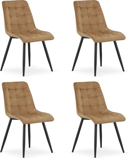 Set štyroch jedálenských stoličiek SPLIT zamatové hnedé / čierne nohy (4 ks)