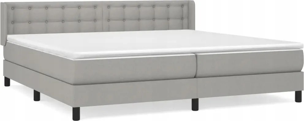 vidaXL Kontinentálna posteľ s matracom, svetlosivá, tkanina 200 x 200 cm