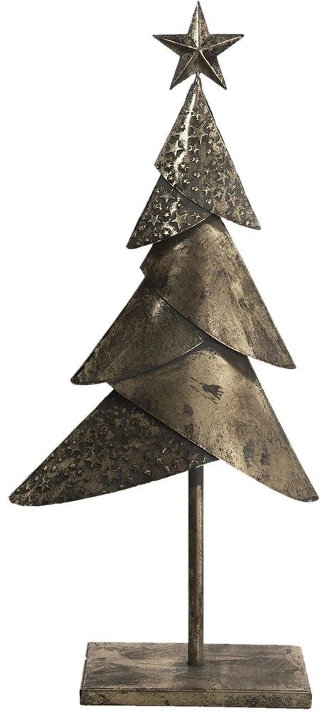 Mosadzný antik kovový stromček na podstavci - 25*12*55 cm