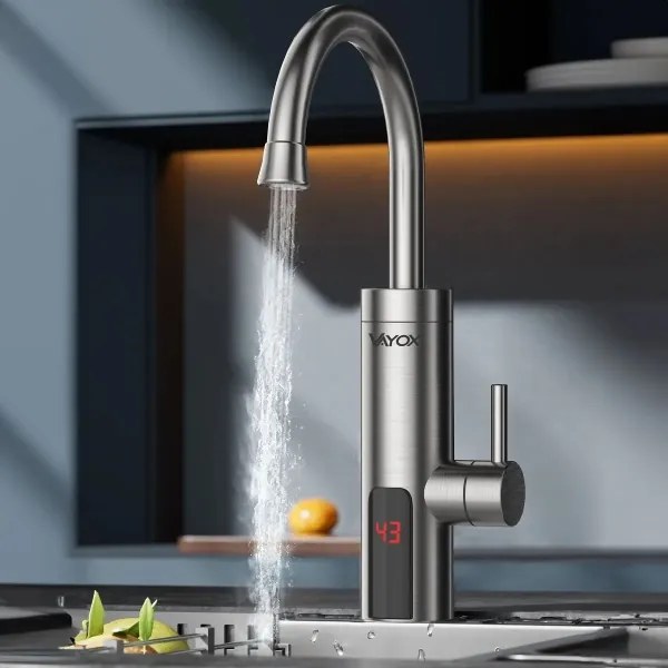 Prietokový ohrievač vody s LED displejom 3000W/230V IPX4 nerezová oceľ