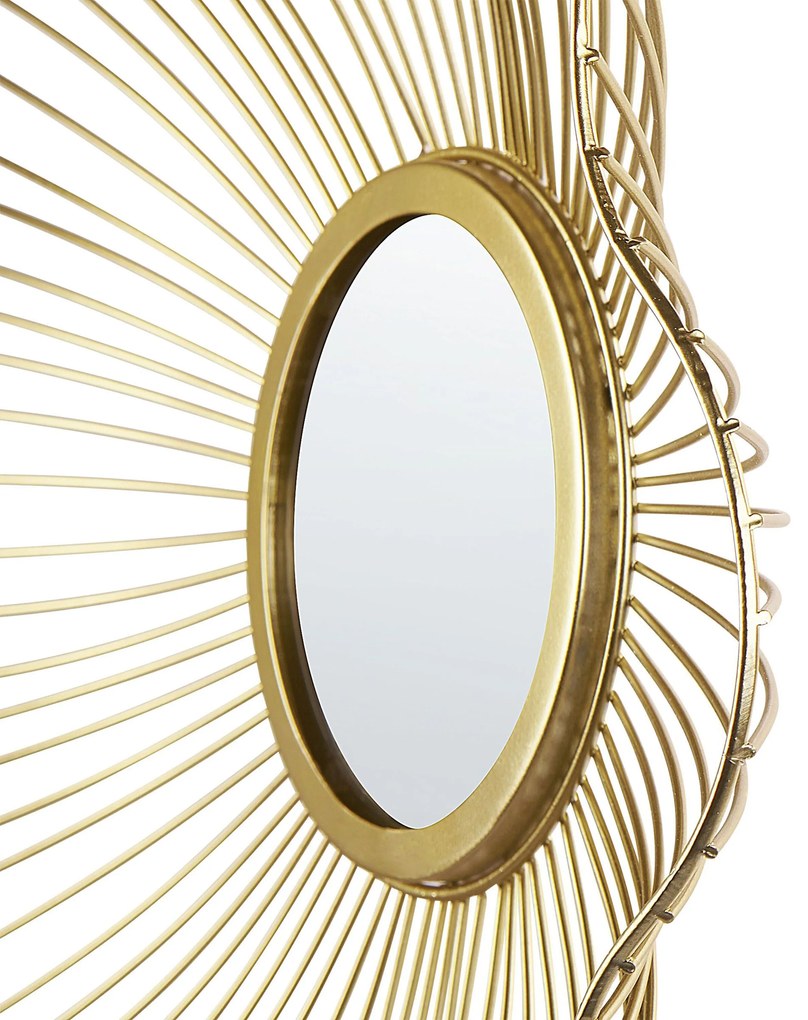Nástenné zrkadlo kovové ⌀ 40 cm zlaté SENS Beliani
