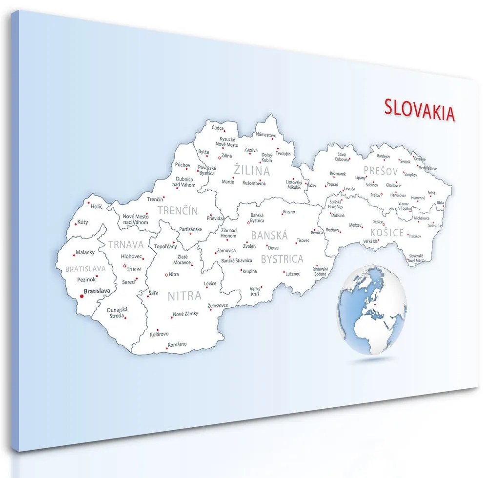 Obraz podrobná mapa Slovenska