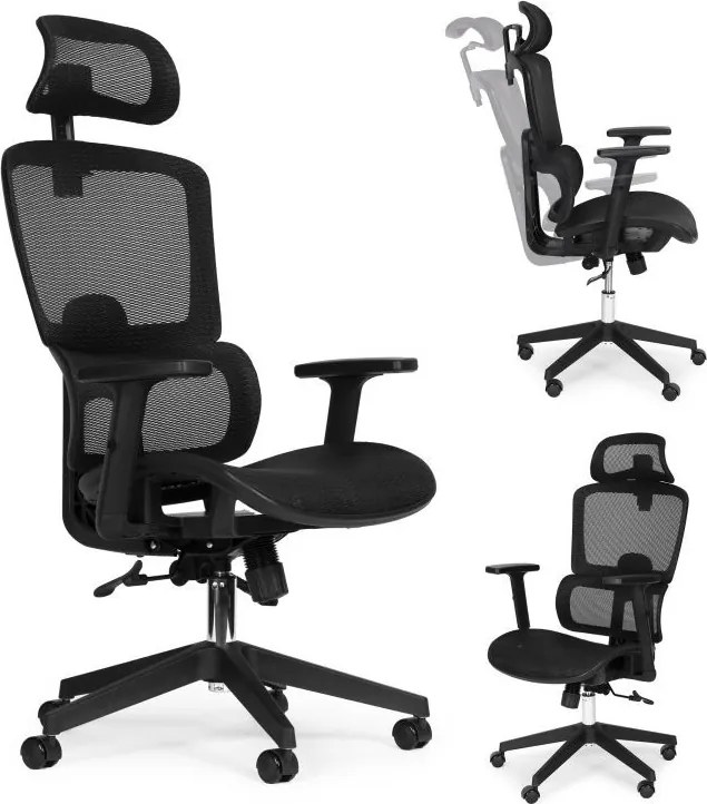 Kancelárska otočná stolička s ergonomickým nastavením výšky, čierna