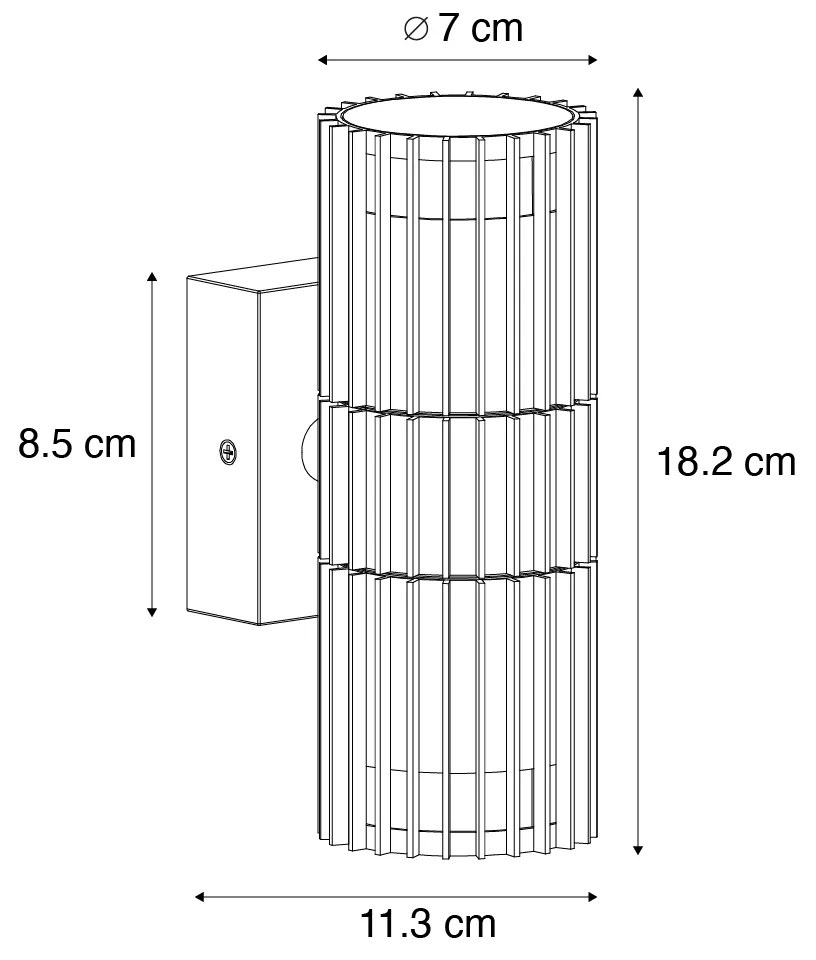 Dizajnové vonkajšie nástenné svietidlo čierne 2-svetlo IP44 - Boris