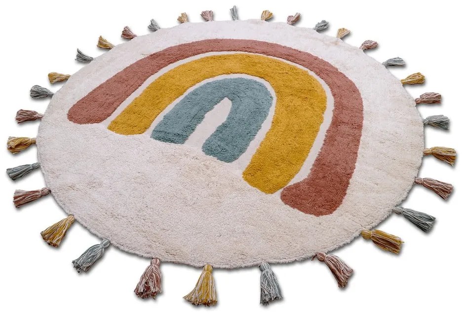 Detský ručne vyrobený koberec Nattiot Rainbow, ø 110 cm