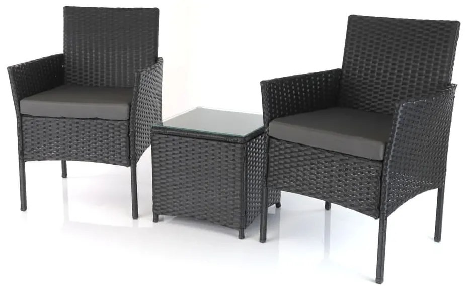 Záhradný balkónový set Nilo - 2 miesta, čierna