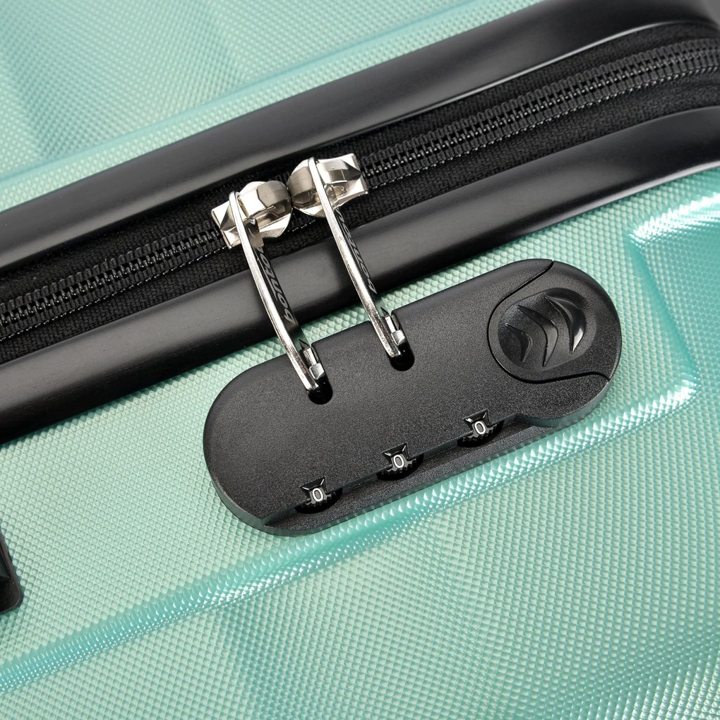 BONTOUR „Wave“ 3-dielna súprava kufrov s dvojitými kolieskami, s TSA zámkom, púdrovo zelená