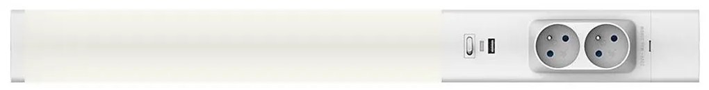 LED Podlinkové svietidlo so zásuvkami a USB porty LED/18W/230V 4000K strieborná
