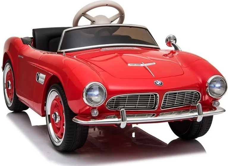 LEAN CARS Elektrické autíčko BMW Retro, LED, MP3, diaľkové ovládanie, červené lakované