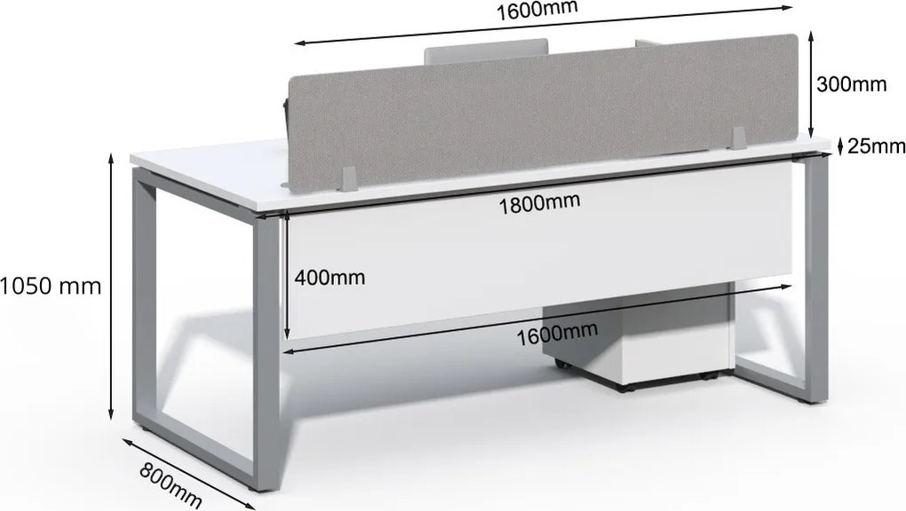 Kancelársky stôl s kontajnerom Houseland Prime Max 01 180 cm biely