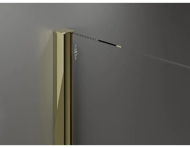 Mexen Velar, posuvné dvere do otvoru 160x200 cm, 8mm číre sklo, zlatá lesklá, 871-160-000-01-50