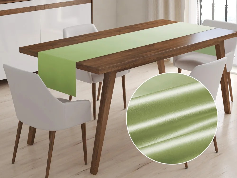 Biante Saténový behúň na stôl polyesterový Satén LUX-025 Olivovo zelený 35x120 cm