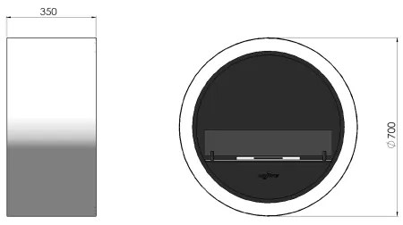 InFire - Nástenný BIO krb pr. 70 cm biela