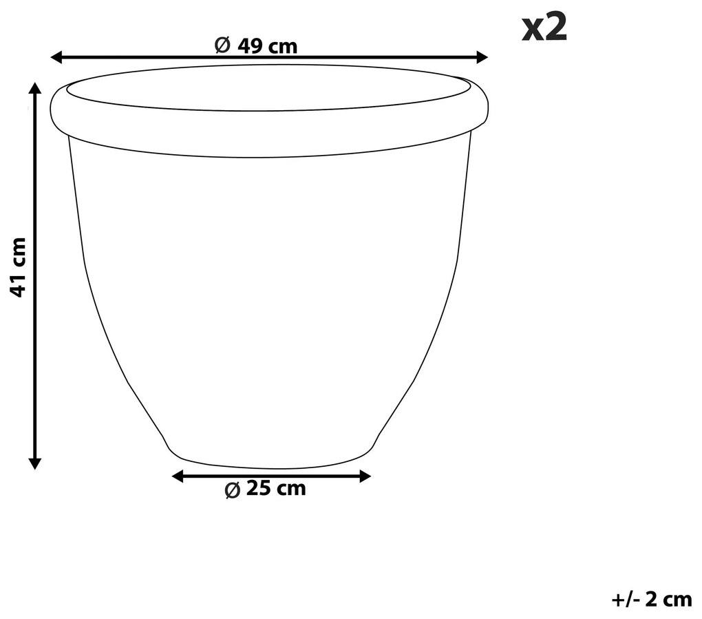 Sada 2 kvetináčov ⌀ 49 cm hnedá TESALIA Beliani