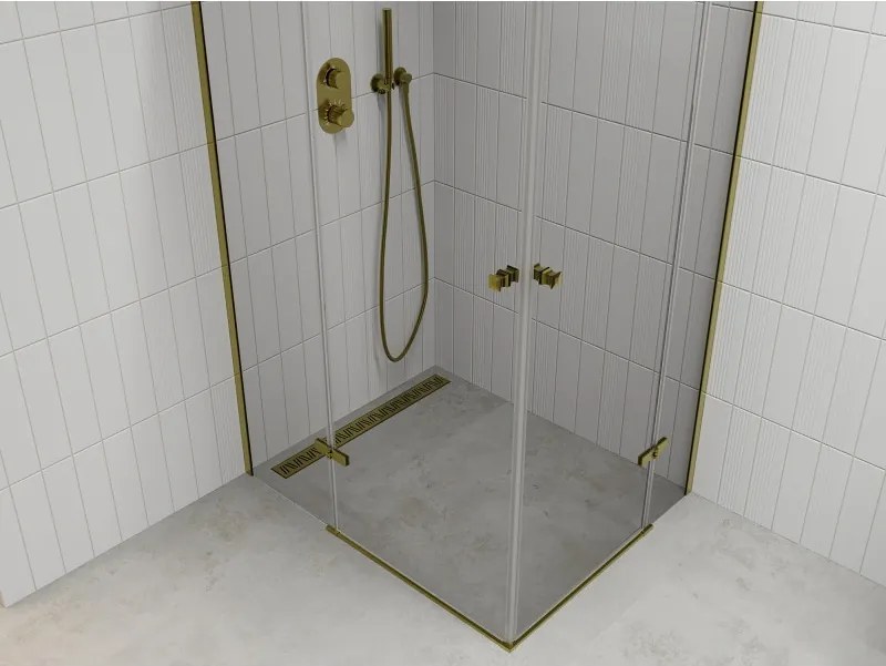 Mexen Roma Duo, sprchovací kút 80 (dvere) x 70 (dvere) cm, 6mm číre sklo, zlatý profil, 854-080-070-50-00-02