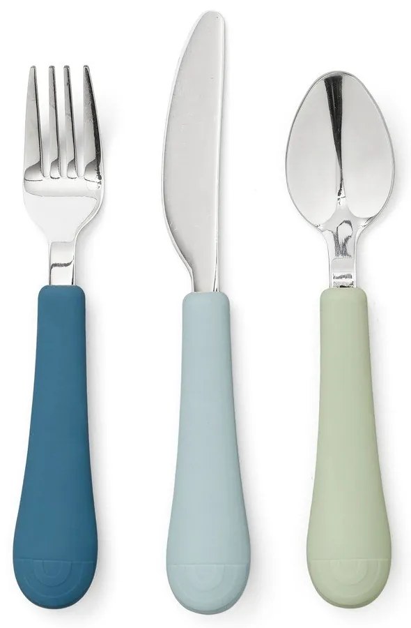 Zelený/modrý detský príbor 3 ks zo silikónu Ocean Mix – Cam Cam Copenhagen