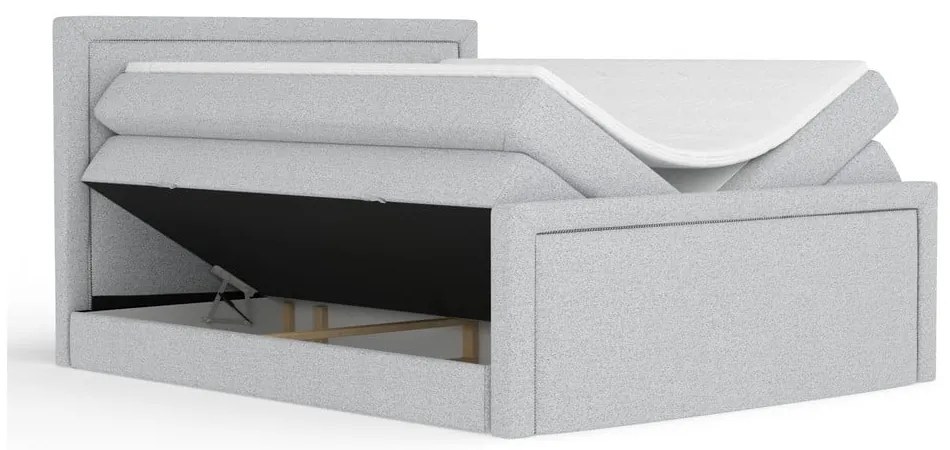 Svetlosivá boxspring posteľ s úložným priestorom 160x200 cm Lavenda – Maison de Rêve